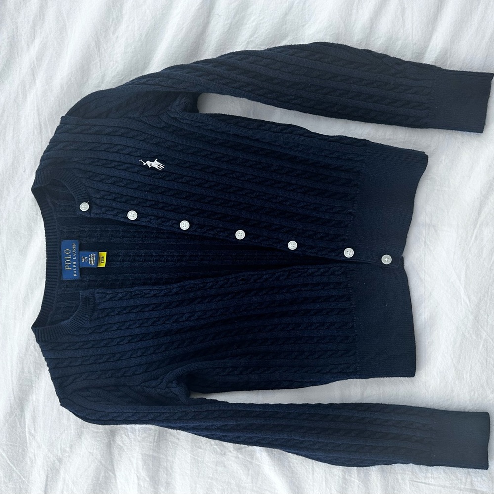 Ralph Lauren Polo girls navy blue cardigan - Picture 2 of 2